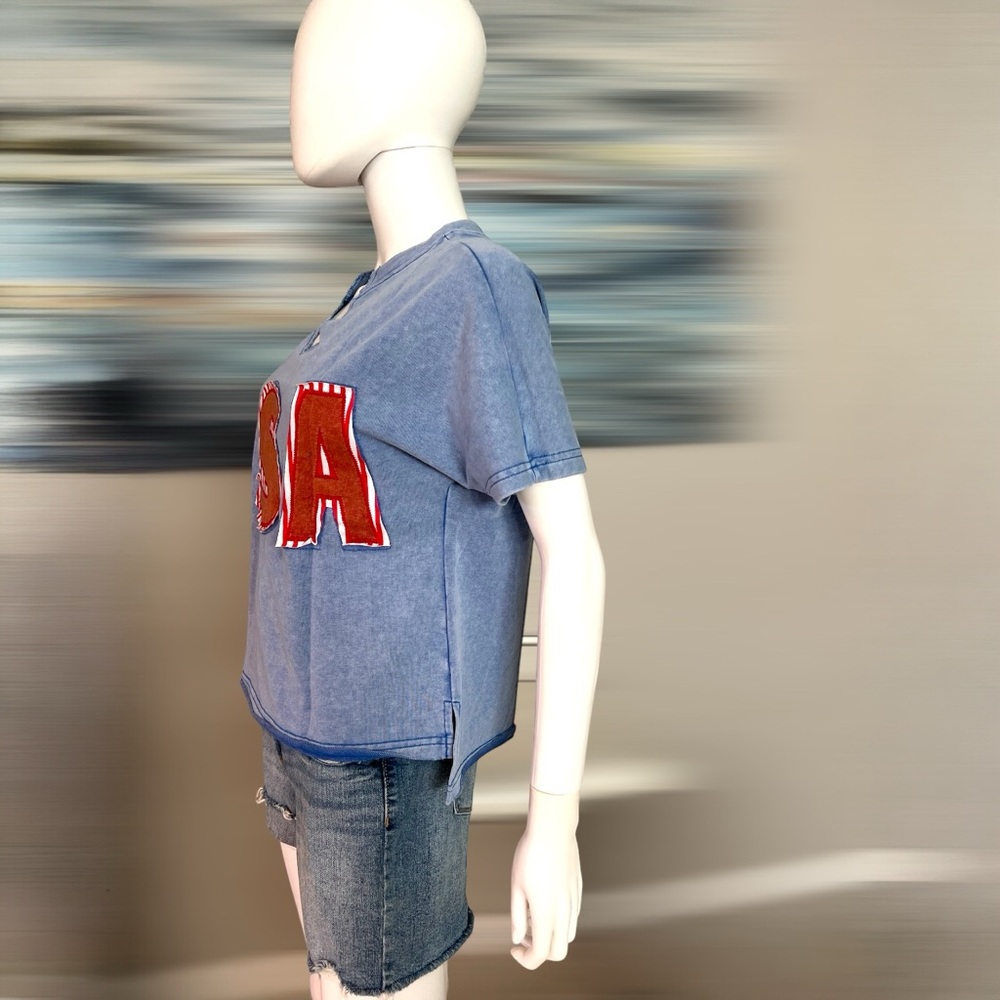 POODIT Patriotic USA oversized French terry top S M L XL - Picture 14 of 15